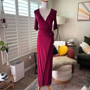 Forever 21 Deep Red Maxi Wrap Dress